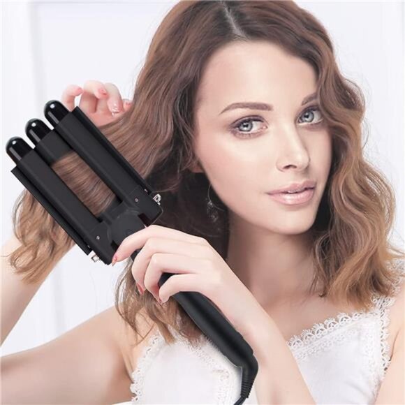 3 Barrel Curling Iron Wand Hair Crimper with Dual Voltage,1 Inch Hair Waver Iron - Picture 7 of 8
